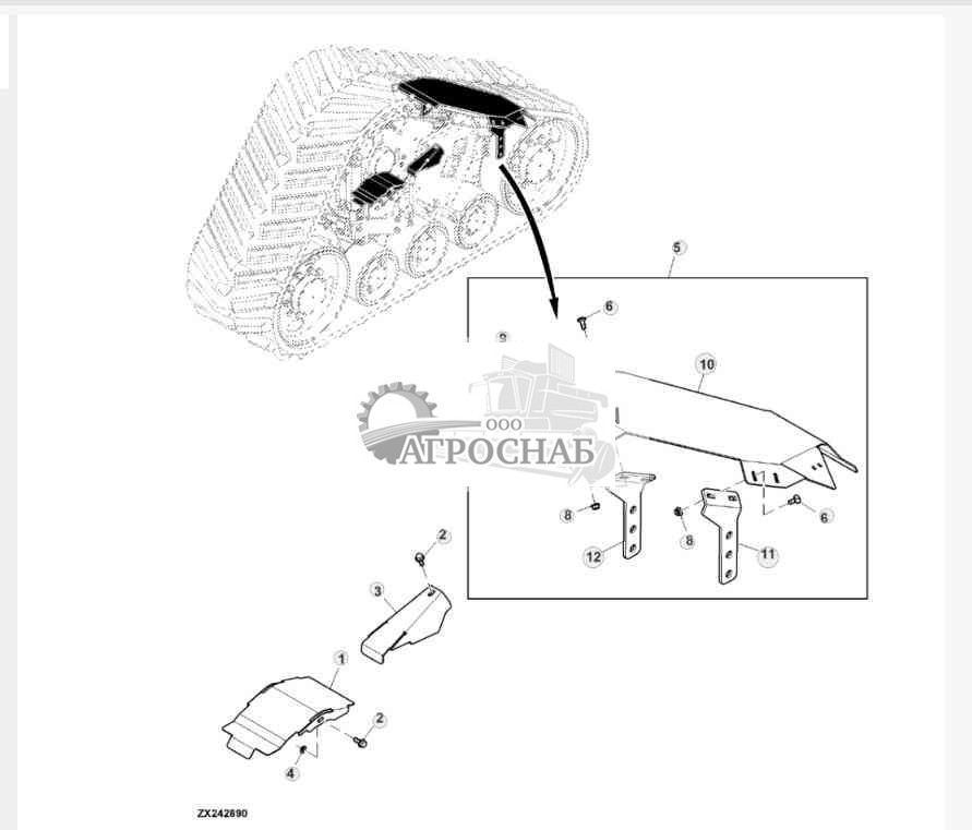 Крышка гусеницы, левая сторона 